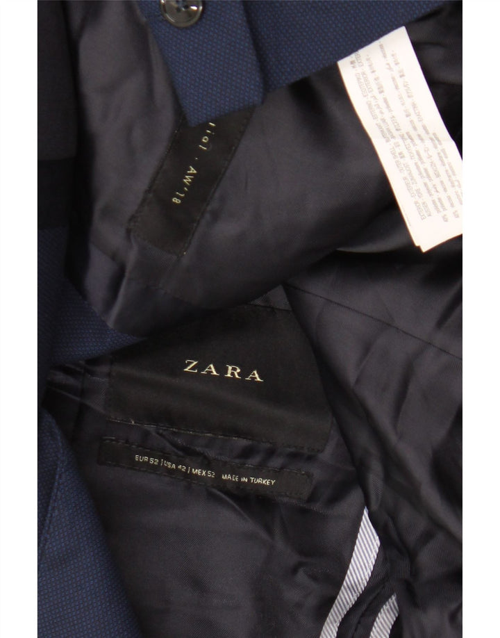Zara Herren-Blazer mit 2 Knöpfen, EU 52, groß, marineblau, Polyester