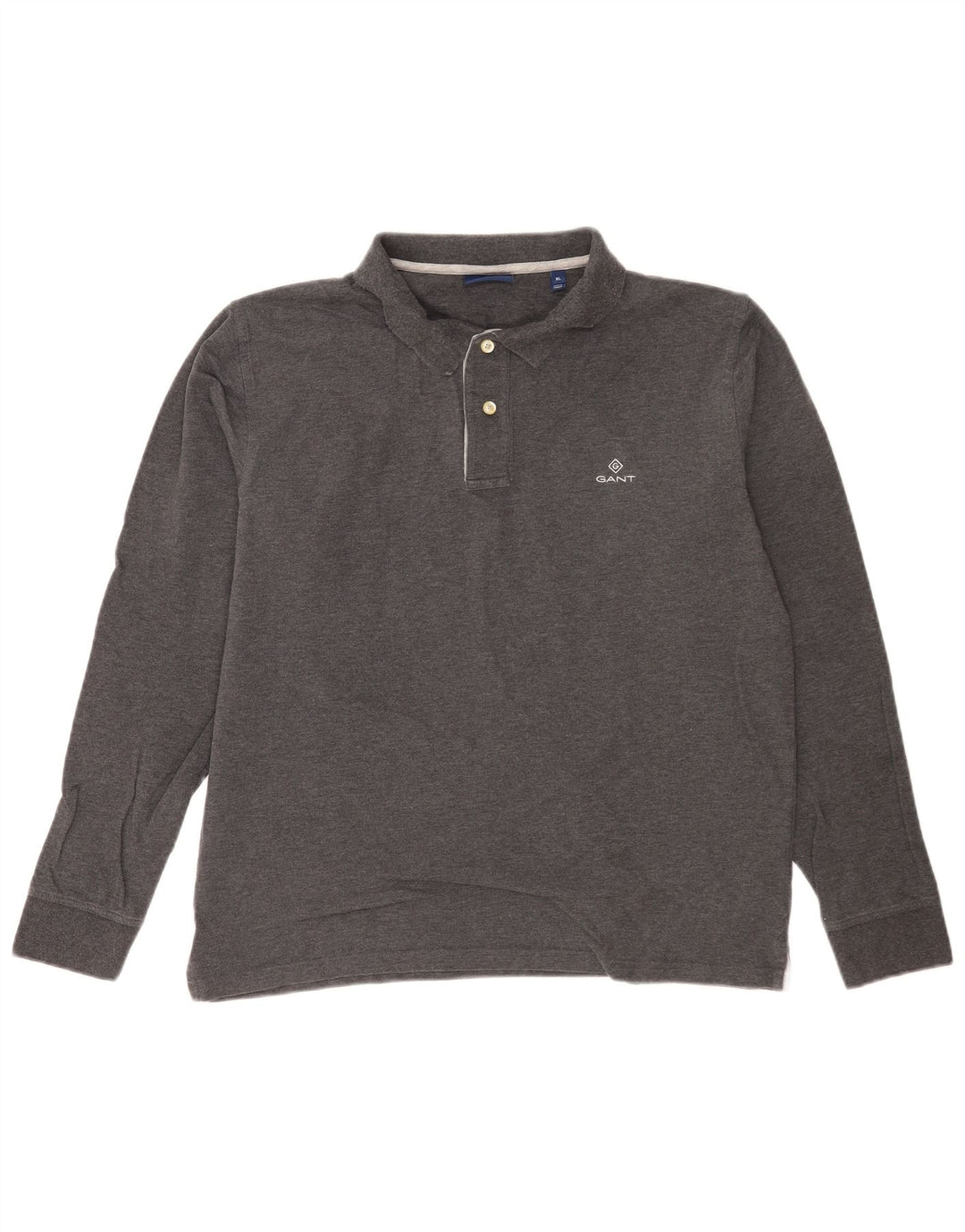 Gant Herren Langarm-Poloshirt XL, graue Baumwolle