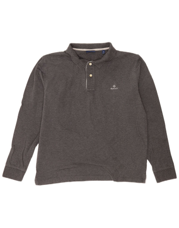 Gant Herren Langarm-Poloshirt XL, graue Baumwolle
