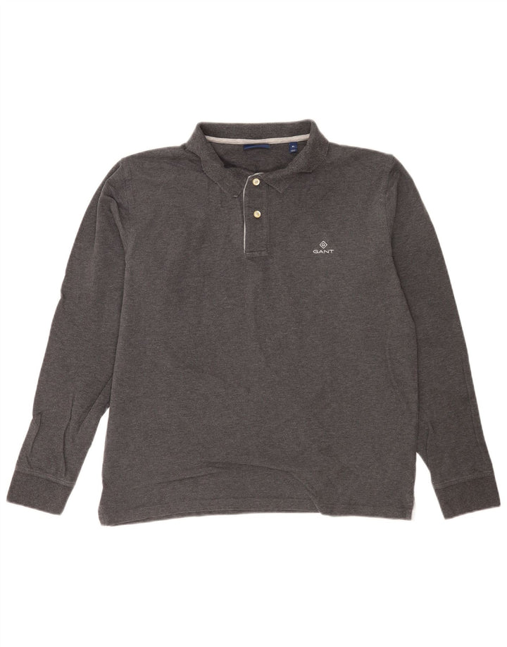 Gant Herren Langarm-Poloshirt XL, graue Baumwolle