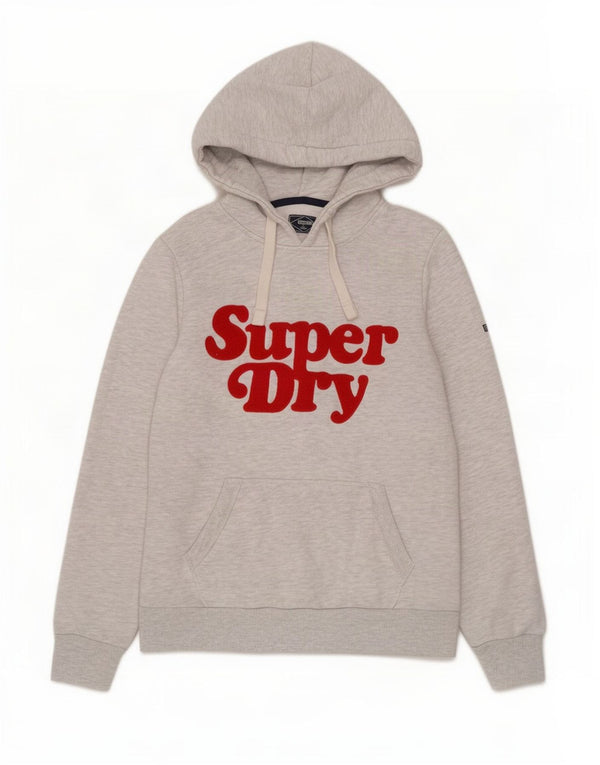 Superdry Damen-Kapuzenpullover mit grafischem Print, Gr. 8, Größe S, Grau, Baumwolle
