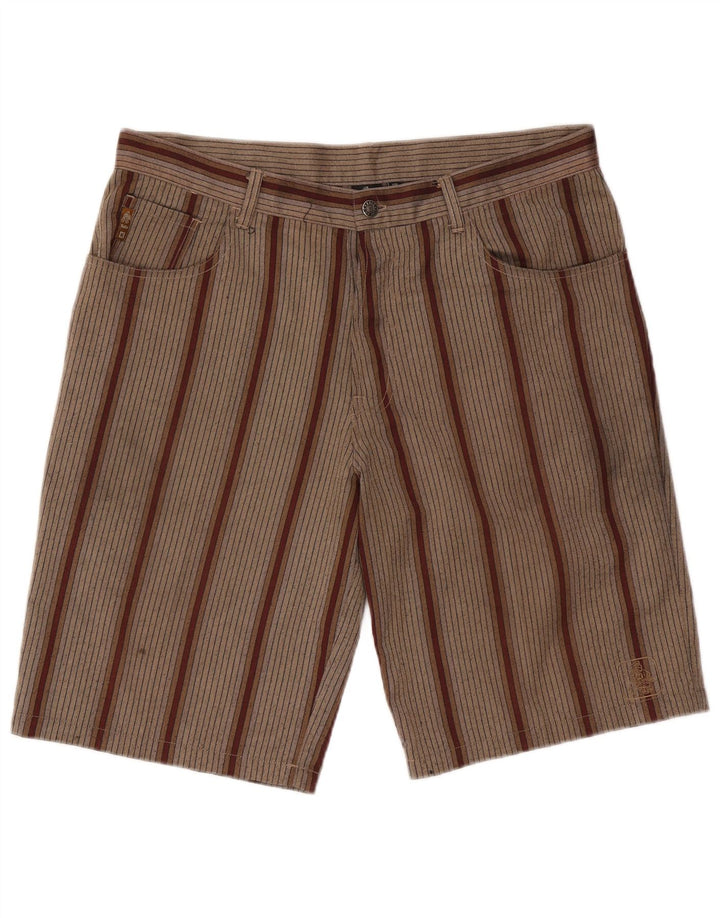 Katin Herren-Freizeitshorts W36, großes braun gestreiftes Polyester