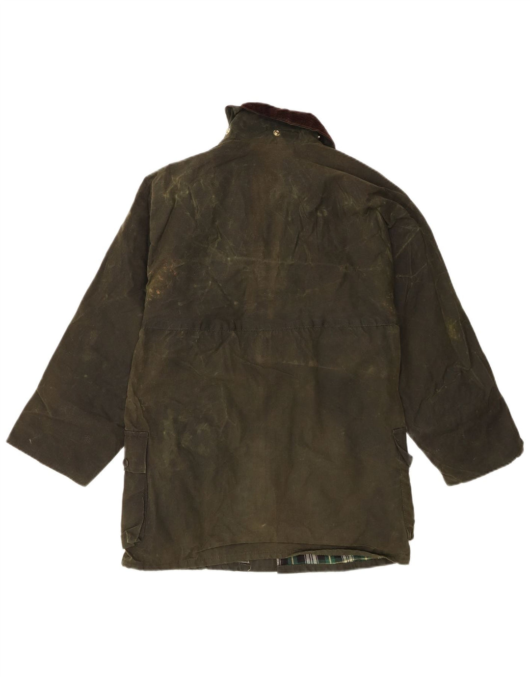 Vintage Herrenjacke aus gewachster Baumwolle, Größe 36, klein, grün kariert