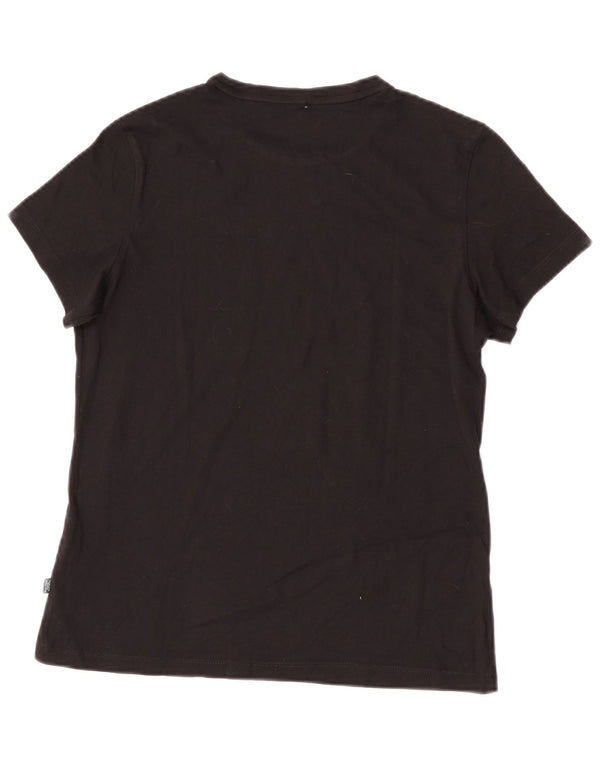 Puma Damen T-Shirt Top UK 12 Medium Schwarz Baumwolle