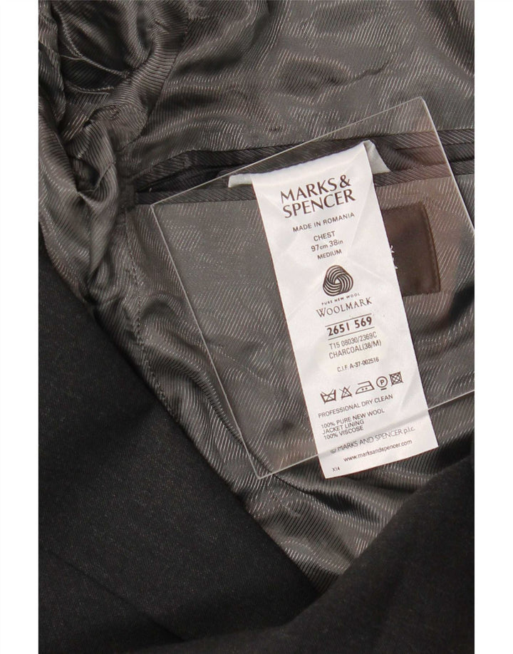 Marks & Spencer Herren-Blazer mit 2 Knöpfen, UK 38, Mittelschwarz, Schurwolle