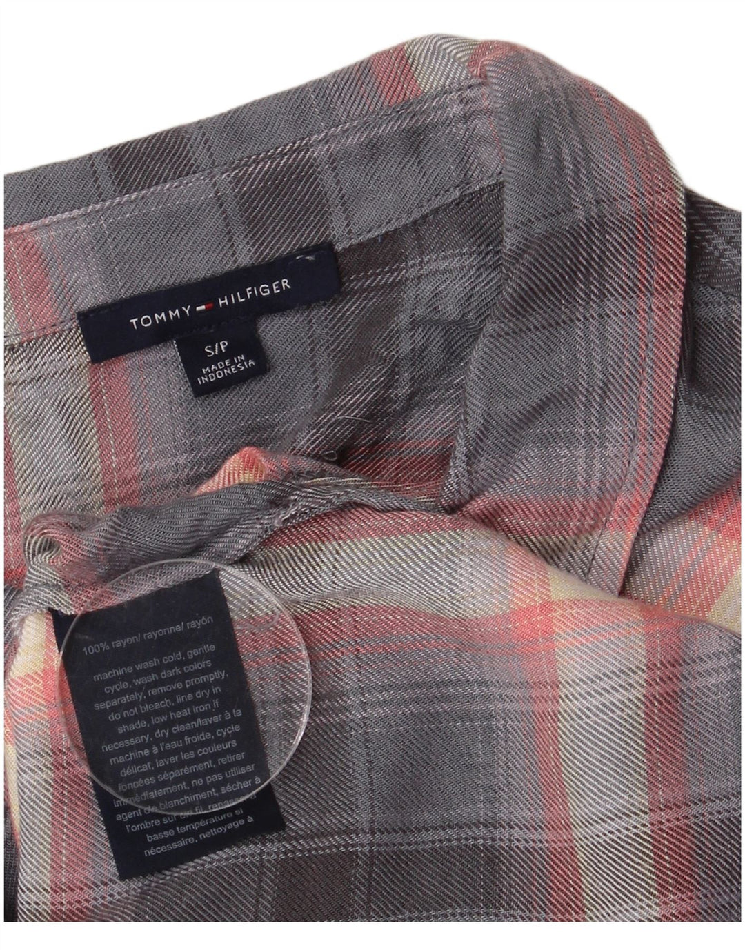 Tommy Hilfiger Damenhemd UK 10 Small Grey Check Rayon