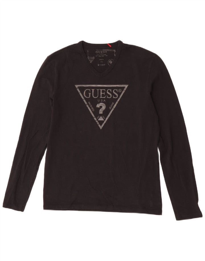 Guess Herren Graphic Top Langarm XL Schwarz Baumwolle