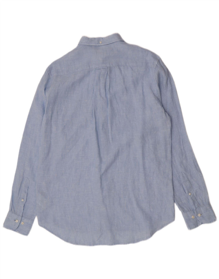 Gant Herren-Hemd mit normaler Passform, Größe 39/40, 15 1/2 mittelblaues Leinen