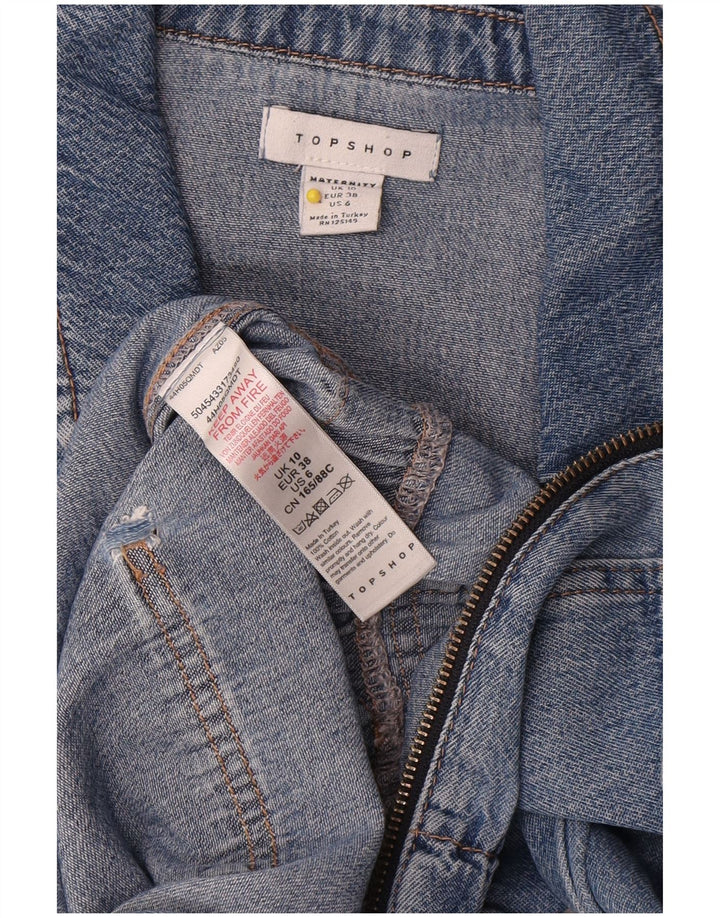 Topshop Damen Übergroßer, langärmliger Denim-Overall, Gr. 10, klein, Blau