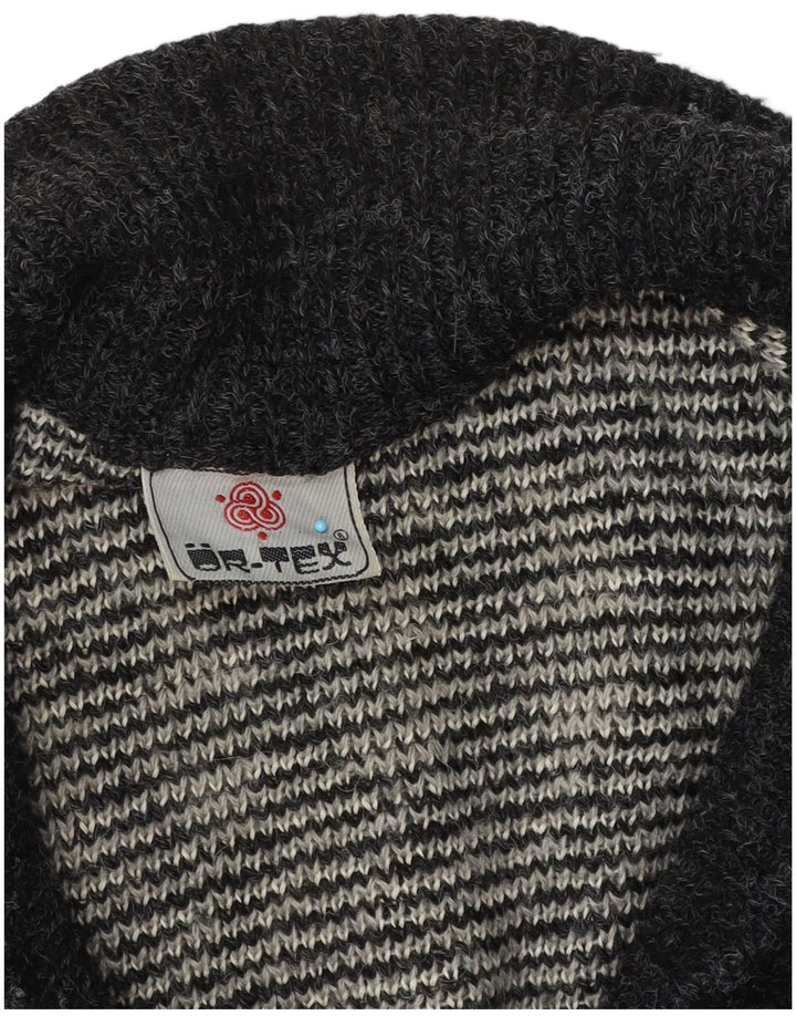 Vintage Herren Cardigan Pullover Groß Grau Geometrisch