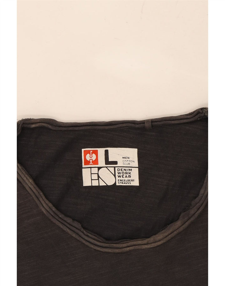 ENGELBERT STRAUSS Mens Graphic T-Shirt Top Large Grey Colourblock Cotton Vintage Engelbert Strauss and Second-Hand Engelbert Strauss from Messina Hembry 