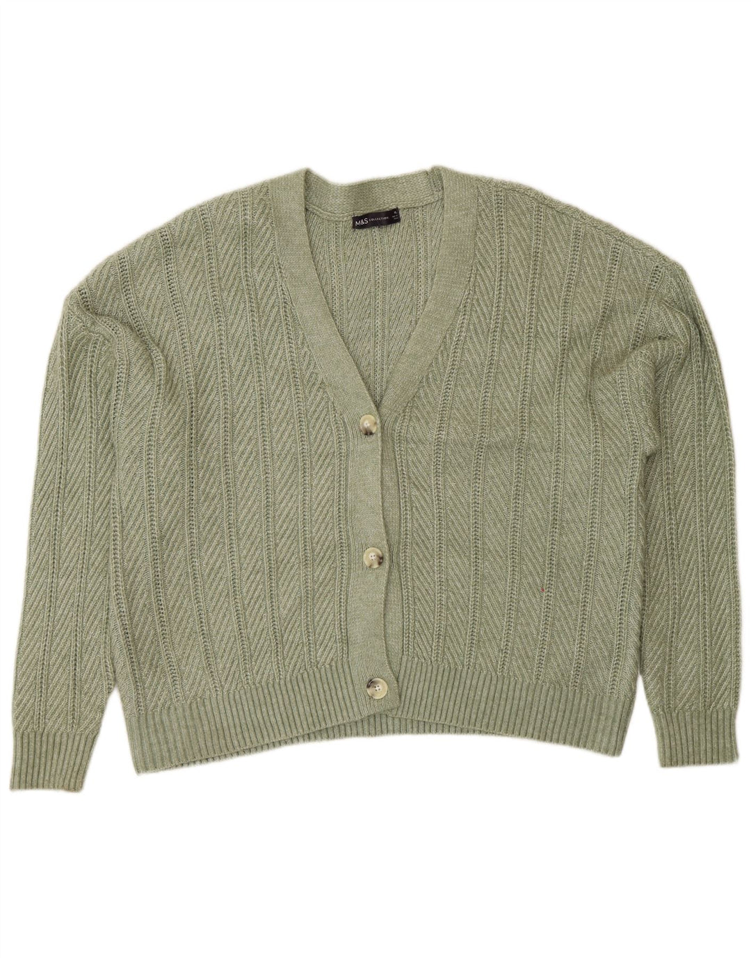 Marks & Spencer Damen Strickjacke UK 18 XL Grün Polyester
