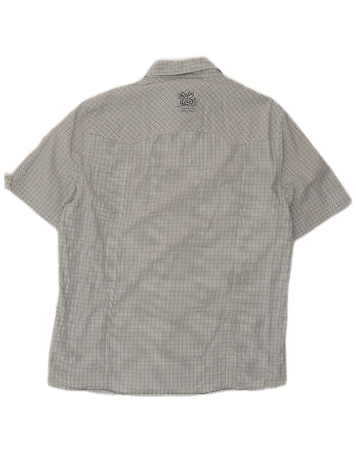 PEPE Jeans Herren-Hemd, kurzärmelig, normale Passform, groß, blau kariert