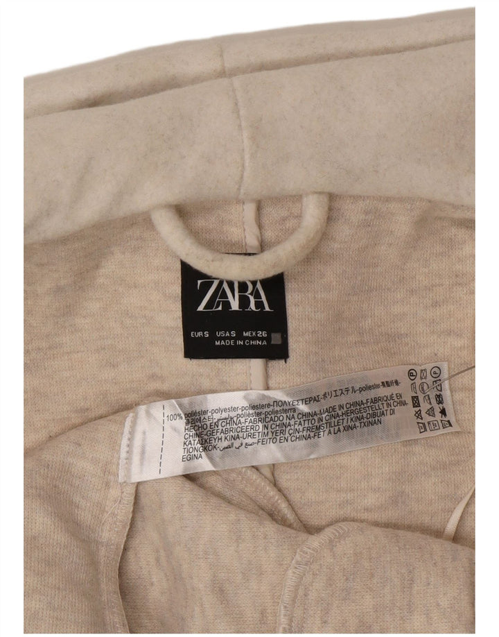 Übergroßer zweireihiger Mantel mit Kapuze von Zara für Damen, Gr. 10, Größe S, gebrochenes Weiß