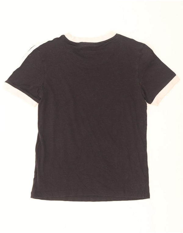 Adidas Damen T-Shirt Top UK 6 XS Schwarz Colourblock Baumwolle