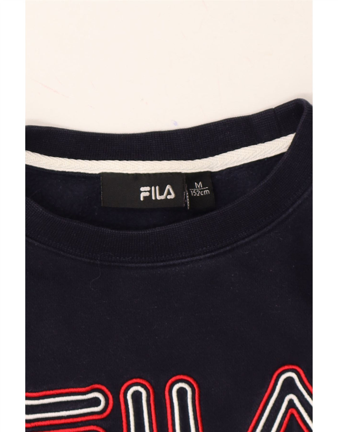 FILA Boys Graphic Sweatshirt Jumper 12-13 Years Medium Navy Blue Cotton Vintage Fila and Second-Hand Fila from Messina Hembry 