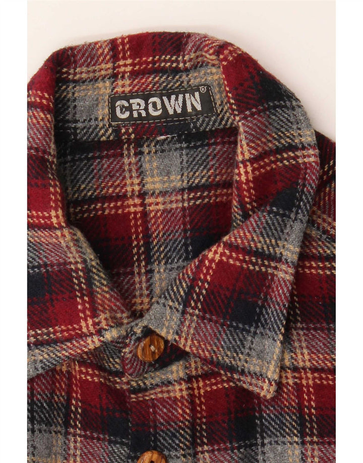 Crown Herren Flanellhemd Mittelrot kariert