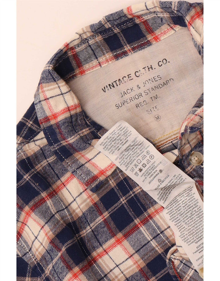 Jack & Jones Herren-Flanellhemd, mittelgroß, marineblau, kariert, Baumwolle