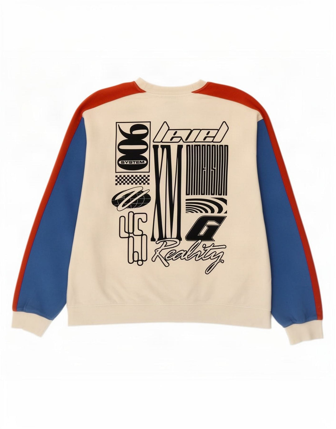 Topman Herren-Sweatshirt mit Grafik, Größe L, Weiß, Farbblock