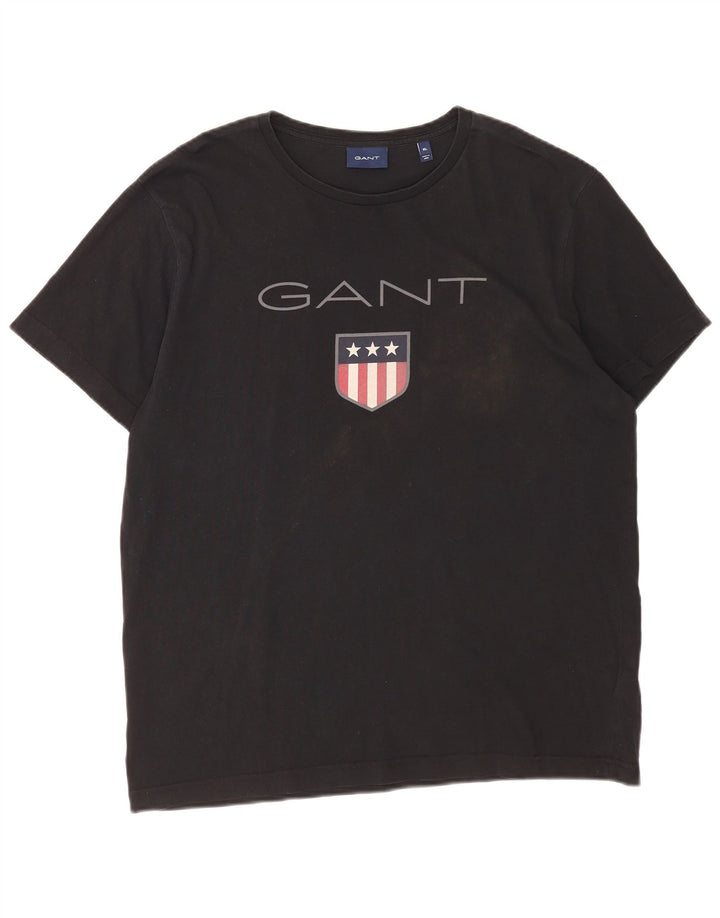 Gant Herren Grafik-T-Shirt-Oberteil XL aus schwarzer Baumwolle