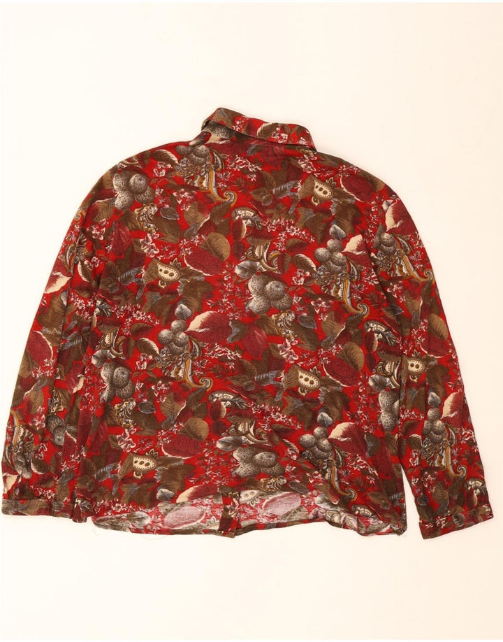 VINTAGE Womens Shirt UK 16 Large Red Floral Vintage Vintage and Second-Hand Vintage from Messina Hembry 