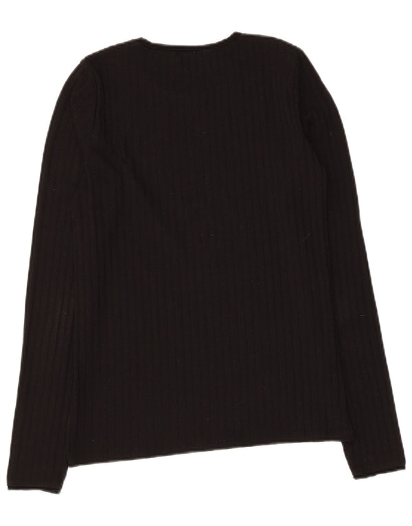 Zara Damen Top Langarm UK 12 Medium Schwarz