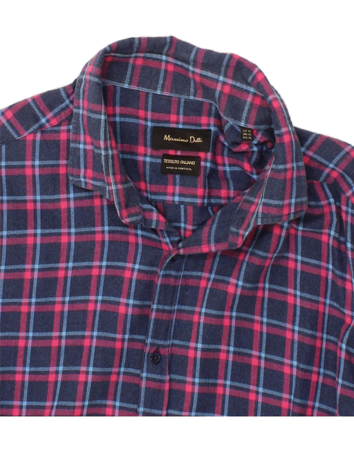 MASSIMO DUTTI Mens Flannel Shirt XL Navy Blue Check Vintage Massimo Dutti and Second-Hand Massimo Dutti from Messina Hembry 