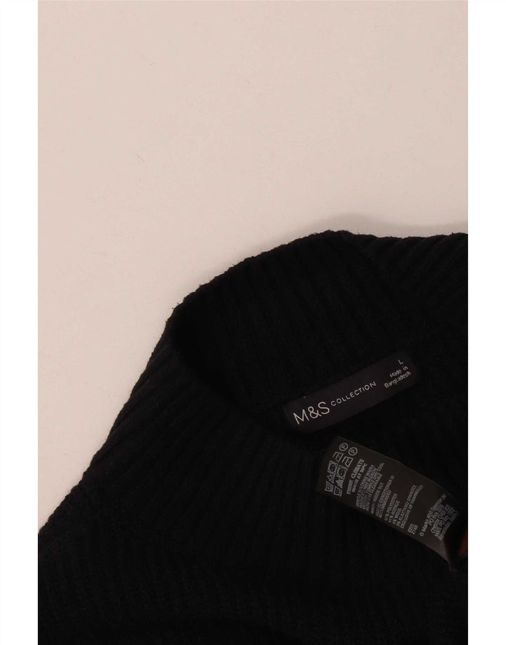 Marks & Spencer Langarm-Pulloverkleid für Damen, UK 16, Größe L, Schwarz, Polyester