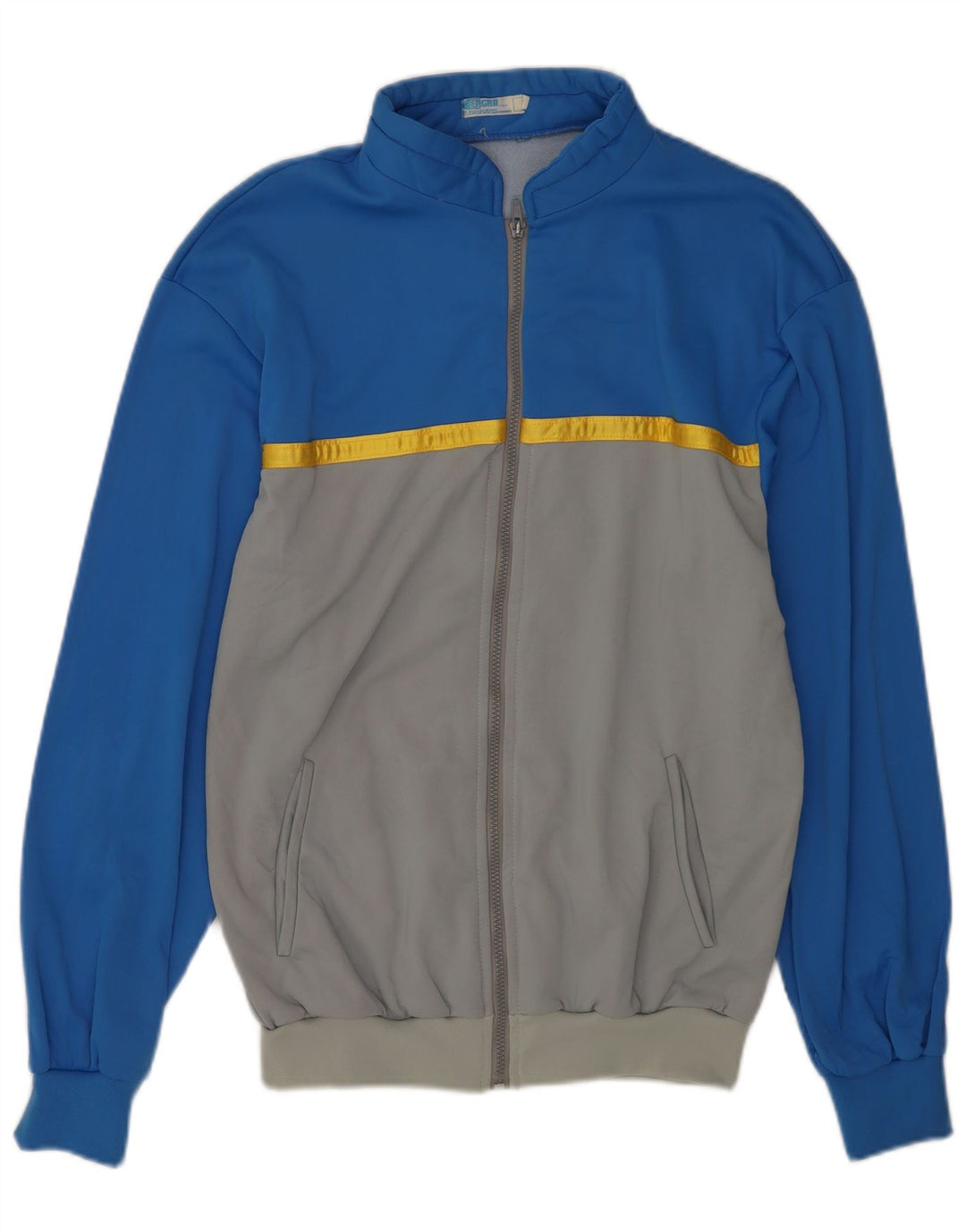 Vintage Herren-Trainingsanzug-Top-Jacke, groß, blau, Farbblock