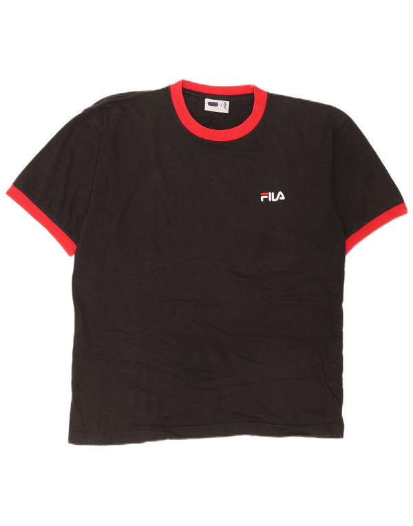 Fila Herren T-Shirt Top Small Schwarz Colourblock Baumwolle