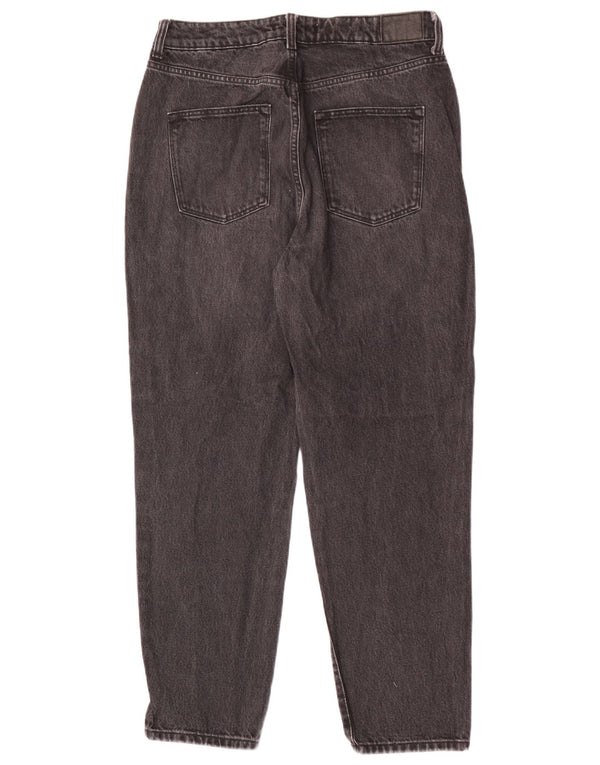 Zara Damen High Waist Tapered Jeans EU 40 Medium W30 L28 Schwarze Baumwolle