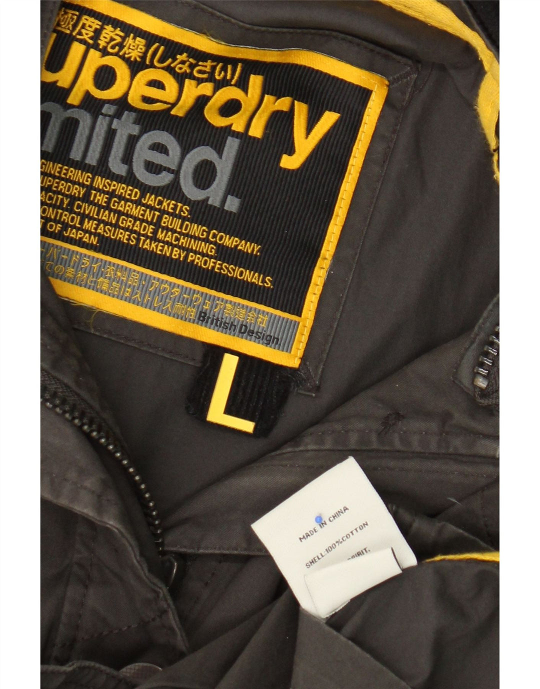 Superdry Damen Militärjacke UK 14 Large Khaki Baumwolle