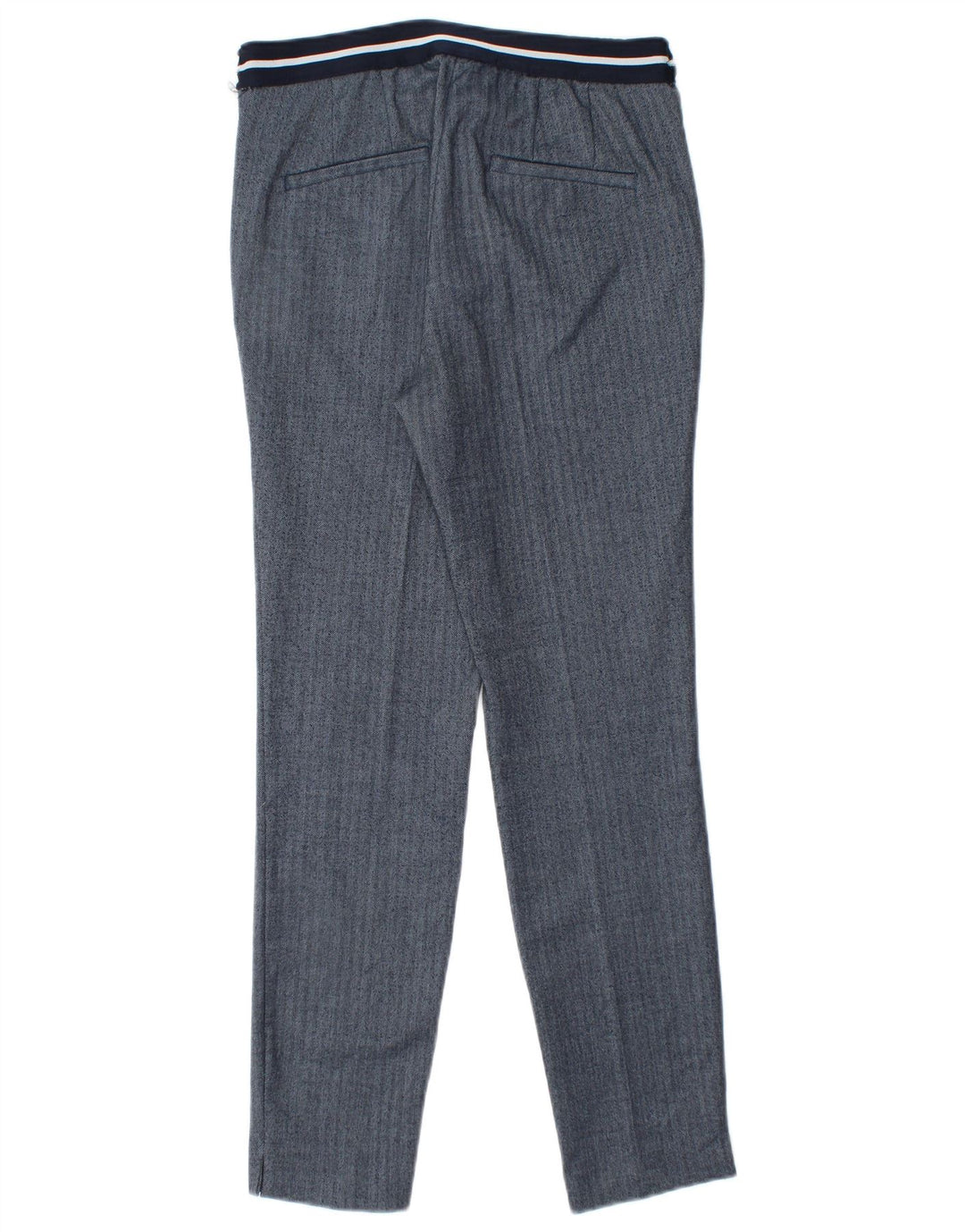 Zara Slim Chino-Hose für Damen, Größe S, W26, L27, blaues Fischgrätenmuster aus Polyester