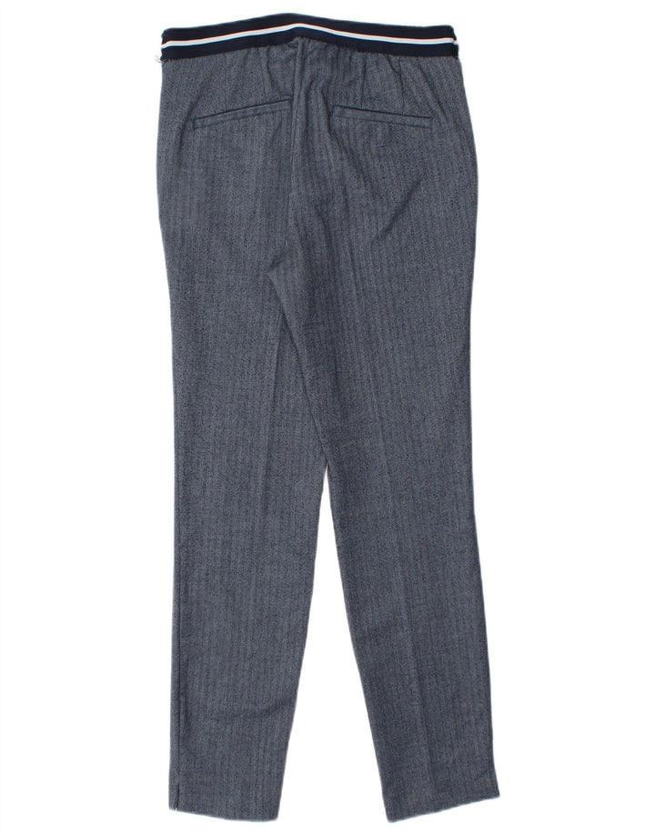 Zara Slim Chino-Hose für Damen, Größe S, W26, L27, blaues Fischgrätenmuster aus Polyester