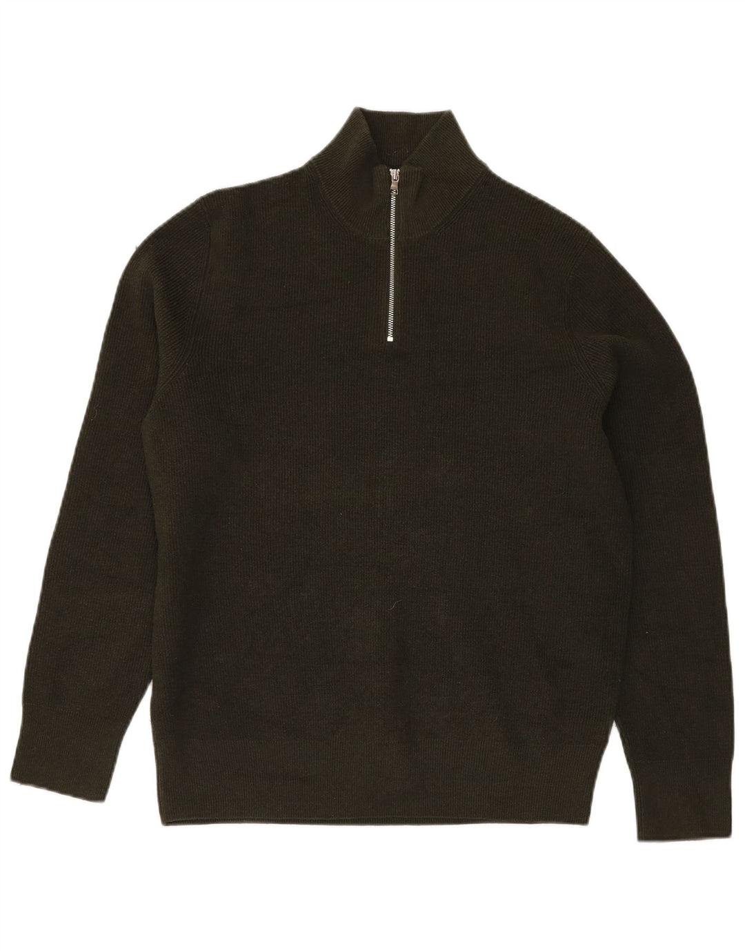 Marks & SPENCER Herren-Pullover mit Reißverschluss am Hals, groß, Khaki, Polyester