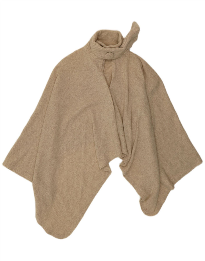 VINTAGE Poncho-Pullover für Damen, Einheitsgröße, beige Lammwolle