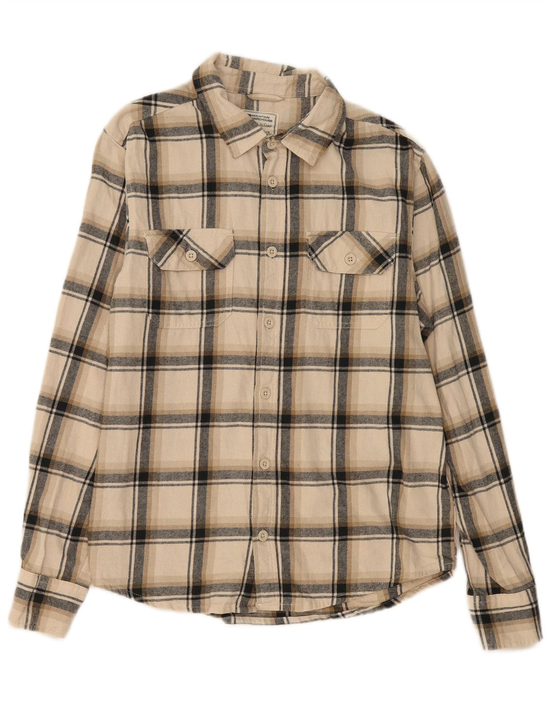 Mountain Warehouse Herren-Flanellhemd aus mittelbeiger, karierter Baumwolle