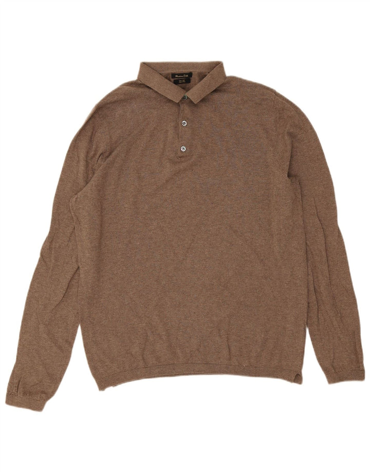 Massimo Dutti Herren-Pullover mit Rollkragen, groß, braune Baumwolle