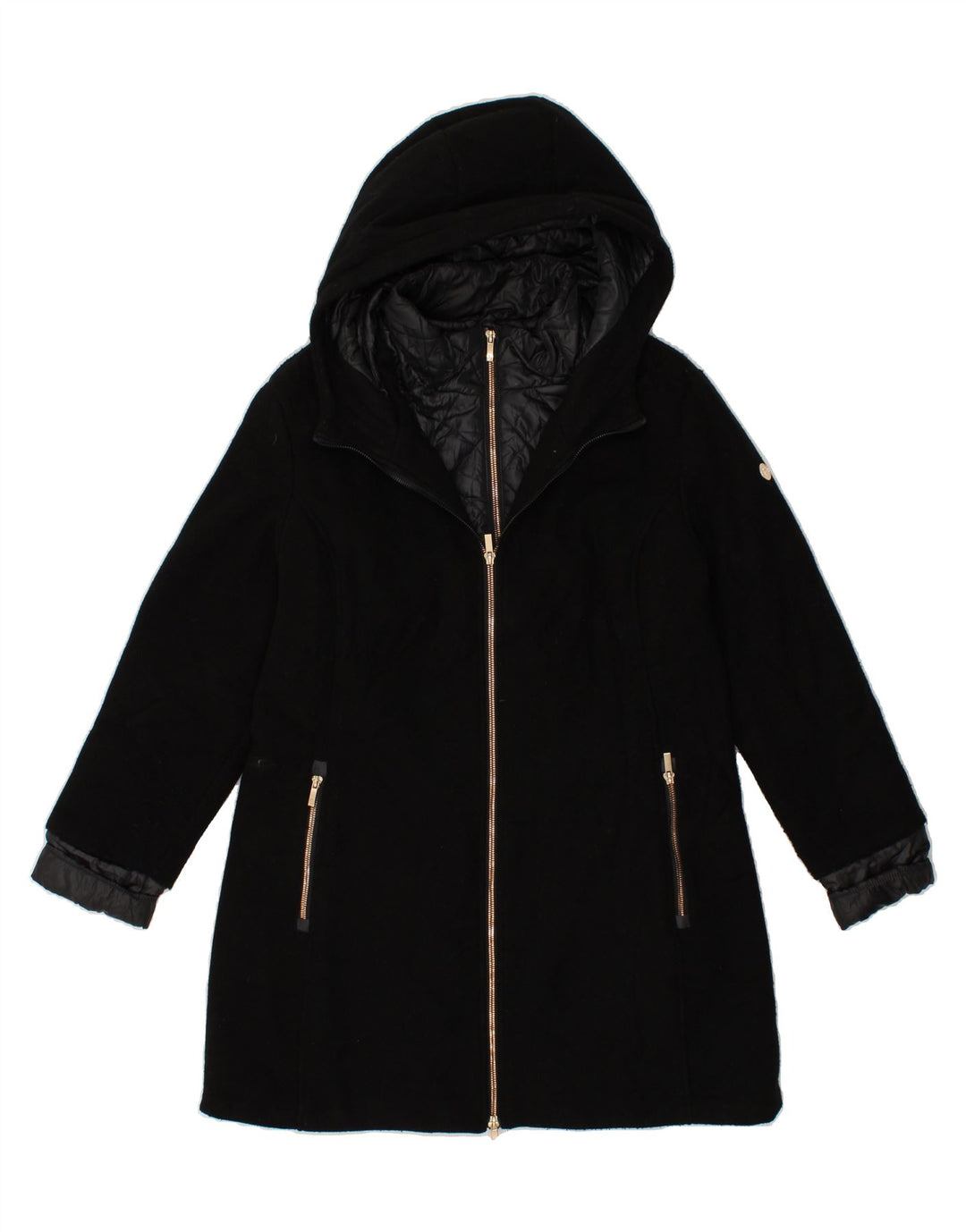 DACK'S Womens Hooded Overcoat UK 18 XL Black Vintage Dack's and Second-Hand Dack's from Messina Hembry 