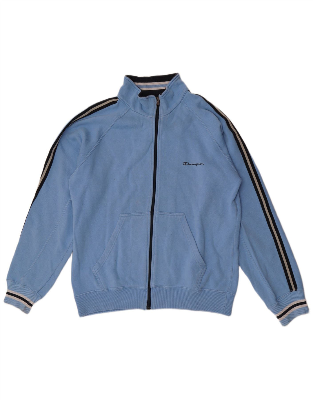 Champion Herren-Trainingsanzug-Oberteil, große, blau gestreifte Baumwolle