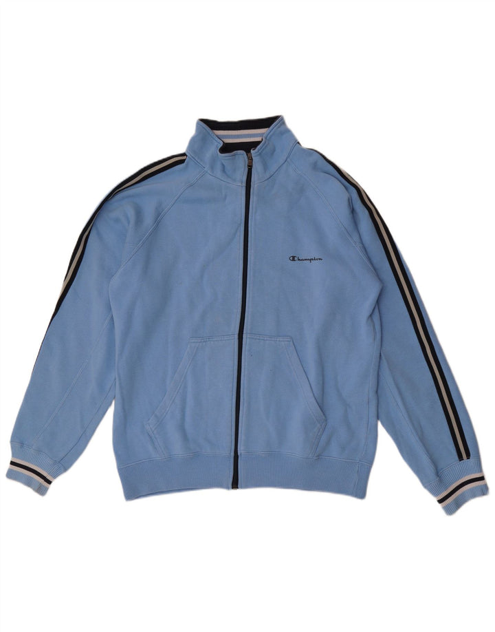 Champion Herren-Trainingsanzug-Oberteil, große, blau gestreifte Baumwolle