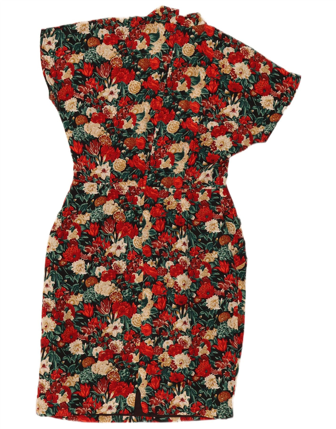 Vintage Damen Etuikleid IT 46 Große mehrfarbige Blumenseide