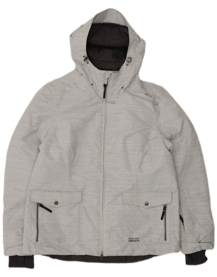 TCM Damen Übergroße Windjacke mit Kapuze IT 46 Large Grau Nadelstreifen
