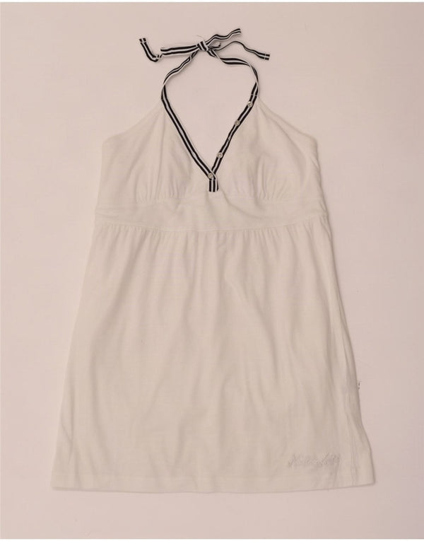 North Sails Damen Crop Neckholder Top UK 14 Large Weiße Baumwolle