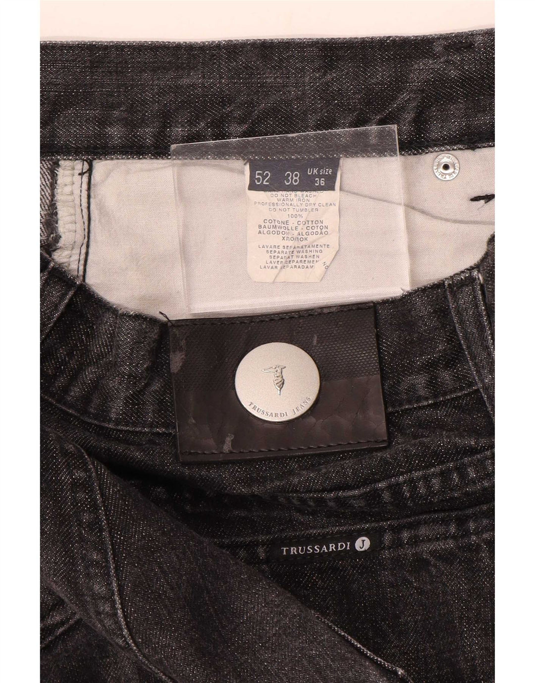 Trussardi Herren Straight Jeans W36 L32 Graue Baumwolle