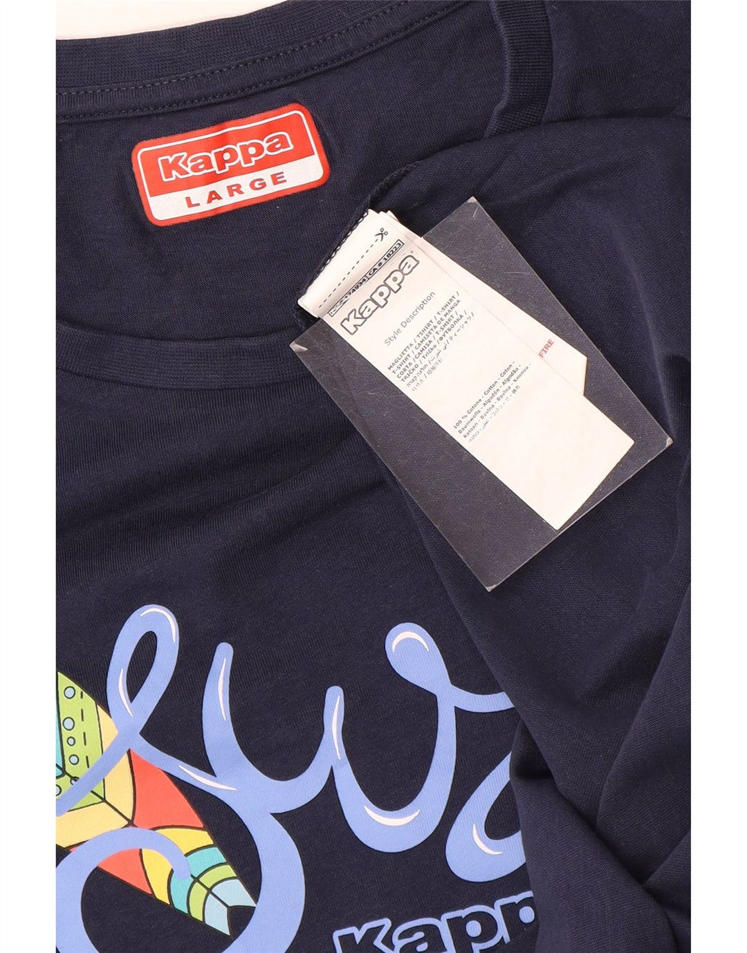 Kappa Herren-T-Shirt mit Grafik, groß, marineblau, Baumwolle