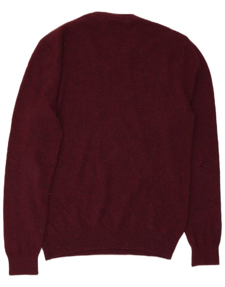JACK WILLS Herren-Pullover mit V-Ausschnitt, groß, kastanienbraune Merinowolle