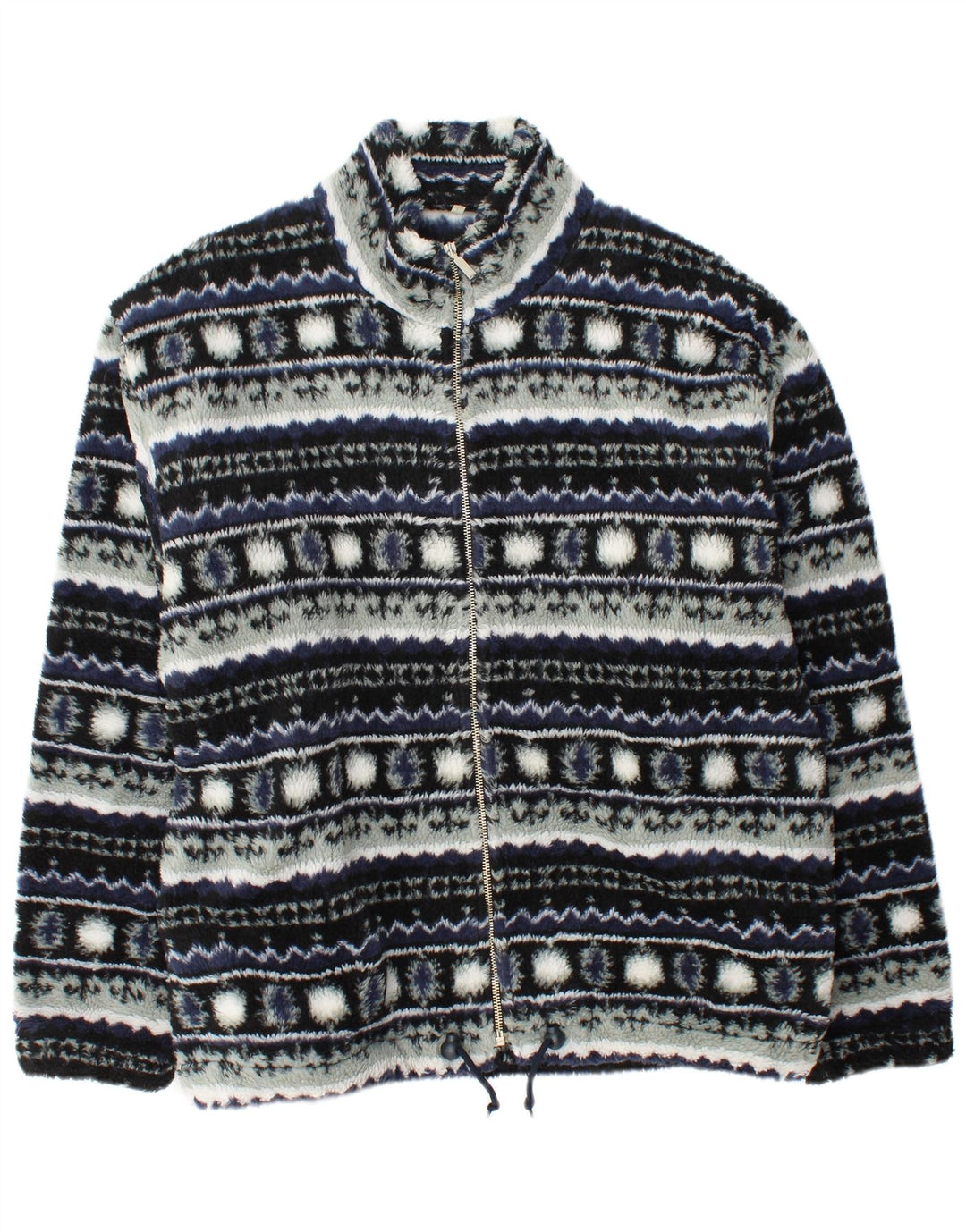 VINTAGE Herren Fleecejacke UK 40 Large Navy Blue Fair Isle