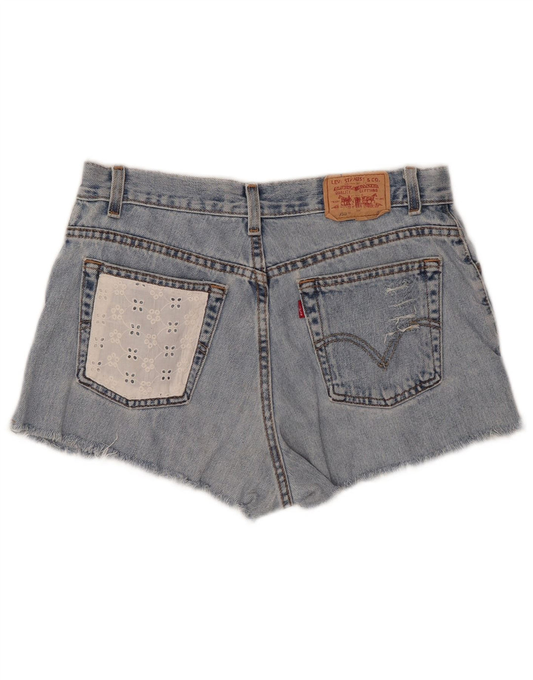LEVI'S Damen 550 Distressed Denim Shorts US 12 Large W30 Blau