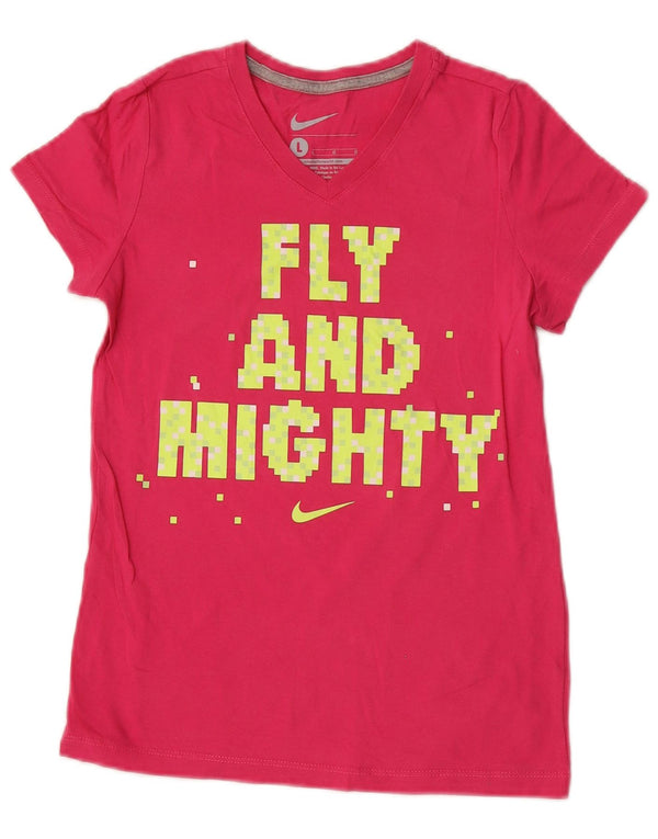 Nike Mädchen T-Shirt mit Grafik, 12–13 Jahre, Größe L, Rosa
